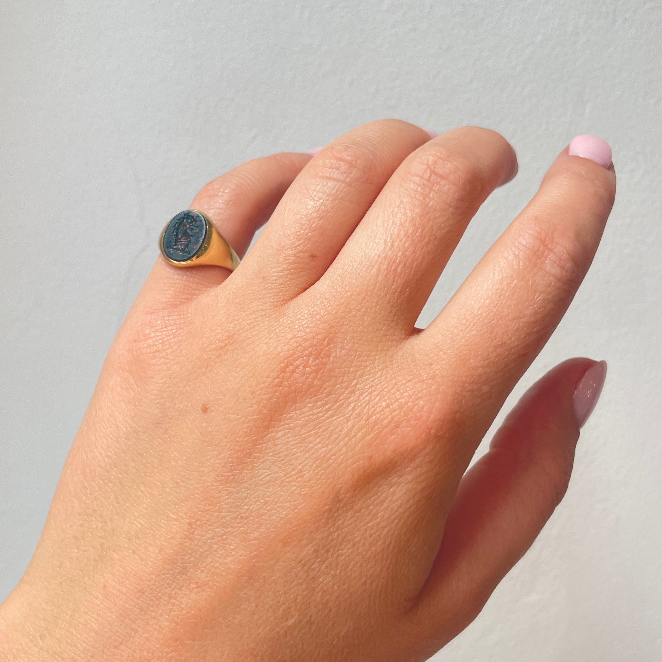 Bloodstone Intaglio Signet Ring-Charlotte Sayers Antique Jewellery