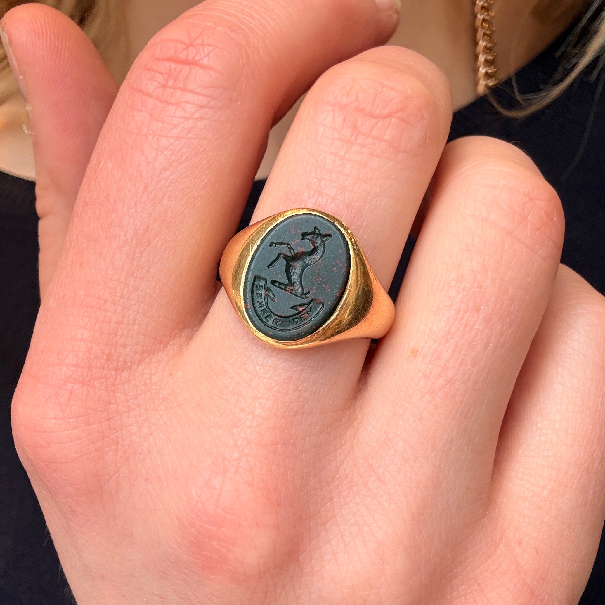 Bloodstone and Gold Signet Ring-Charlotte Sayers Antique Jewellery