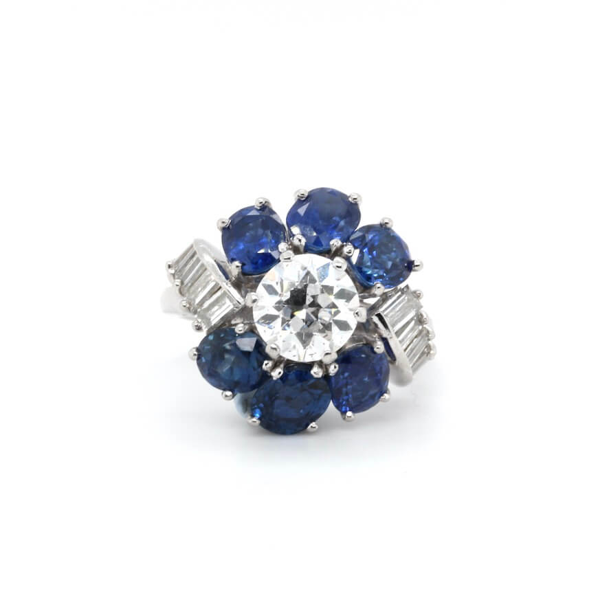 Boucheron Sapphire and Diamond Ring-Charlotte Sayers Antique Jewellery