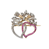 French Double Heart Brooch