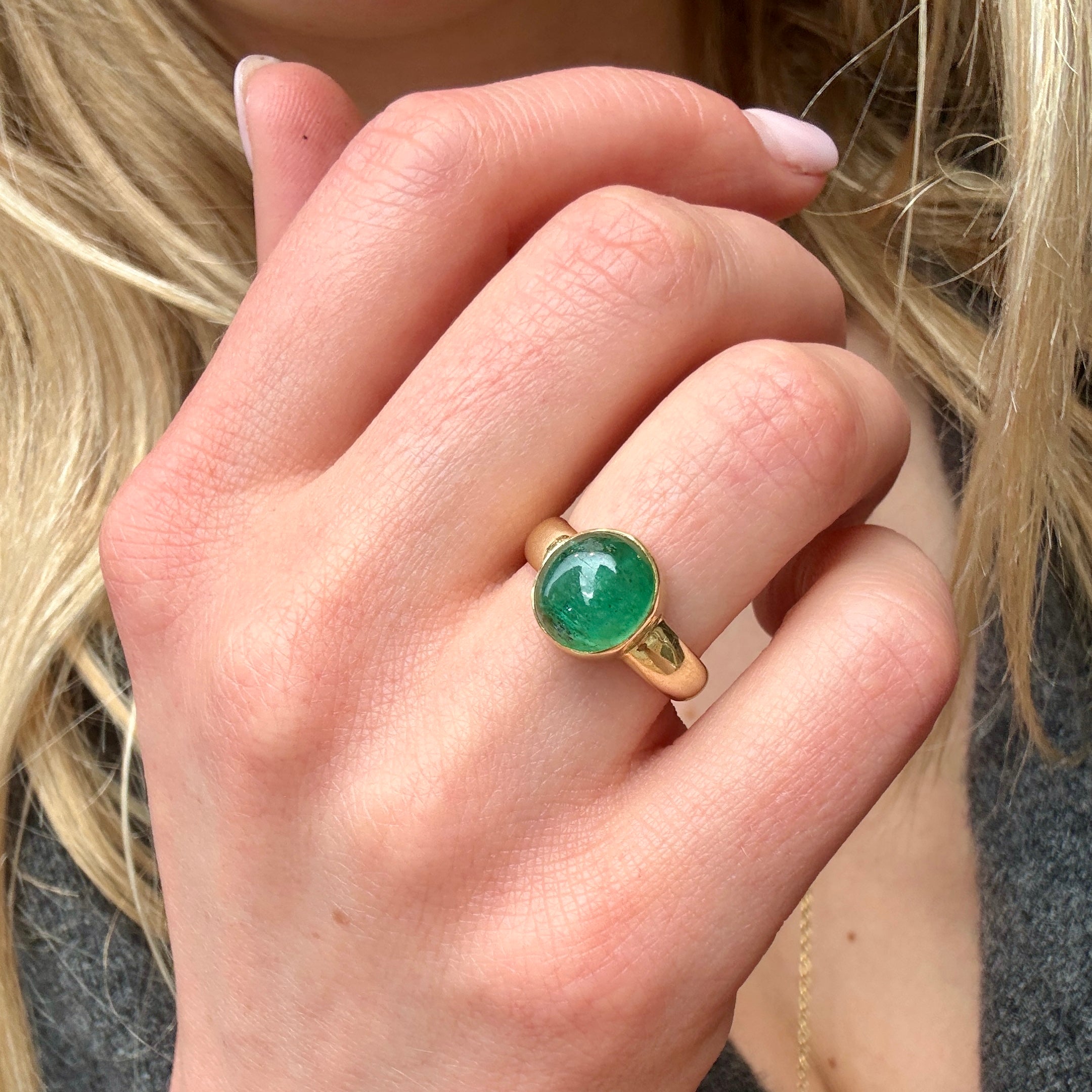 Cabochon Emerald Ring-Charlotte Sayers Antique Jewellery