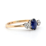 Cabochon Sapphire and Diamond Ring-Charlotte Sayers Antique Jewellery