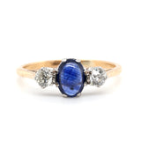 Cabochon Sapphire and Diamond Ring-Charlotte Sayers Antique Jewellery