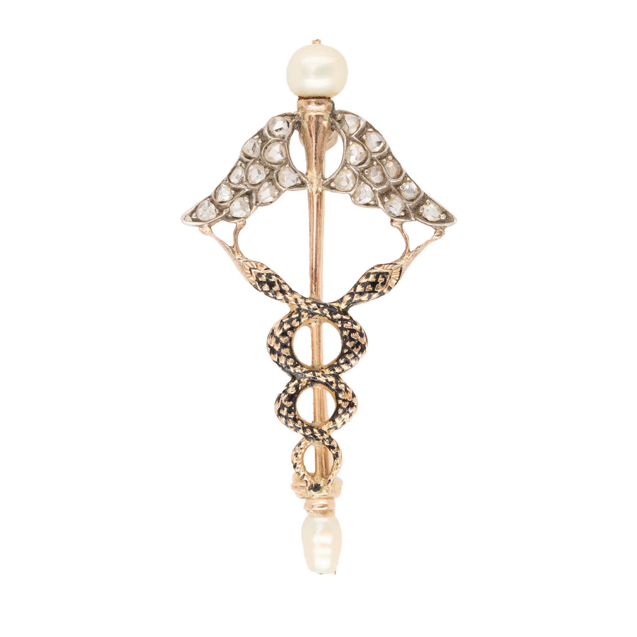 Cadeceus Brooch-Charlotte Sayers Antique Jewellery