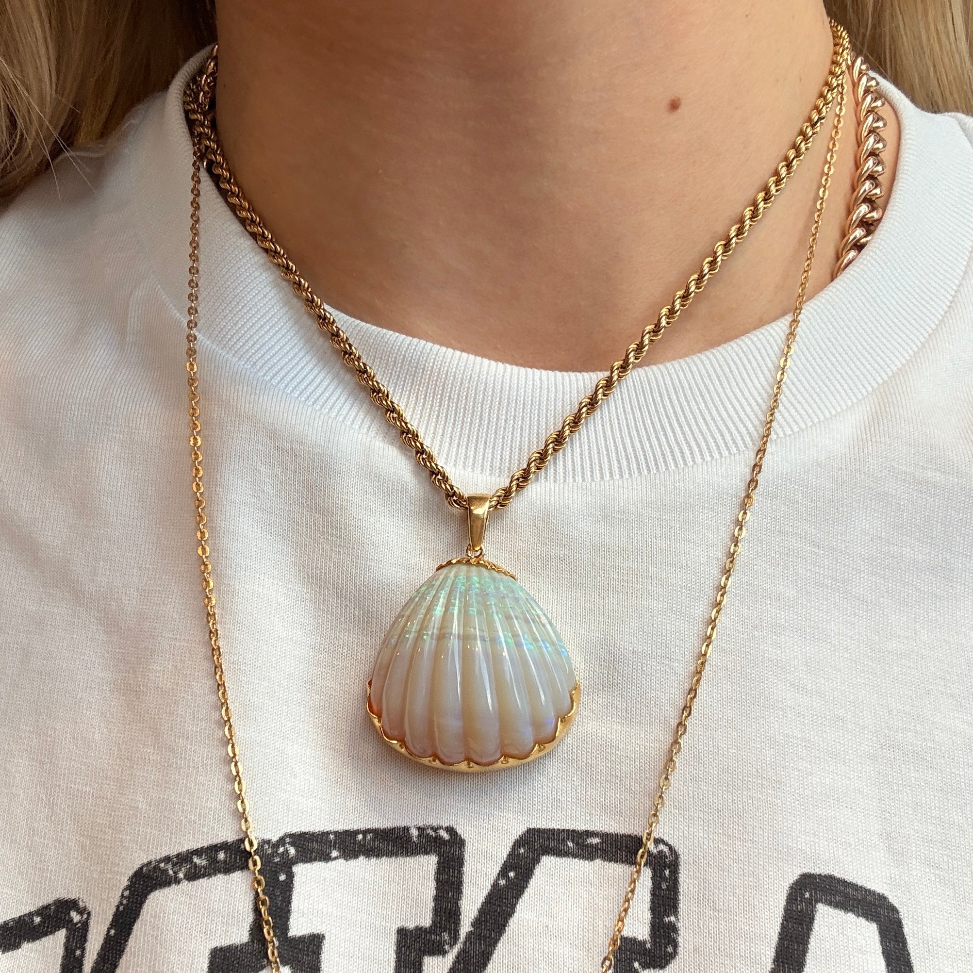 Carved Opal Shell Pendant-Charlotte Sayers Antique Jewellery