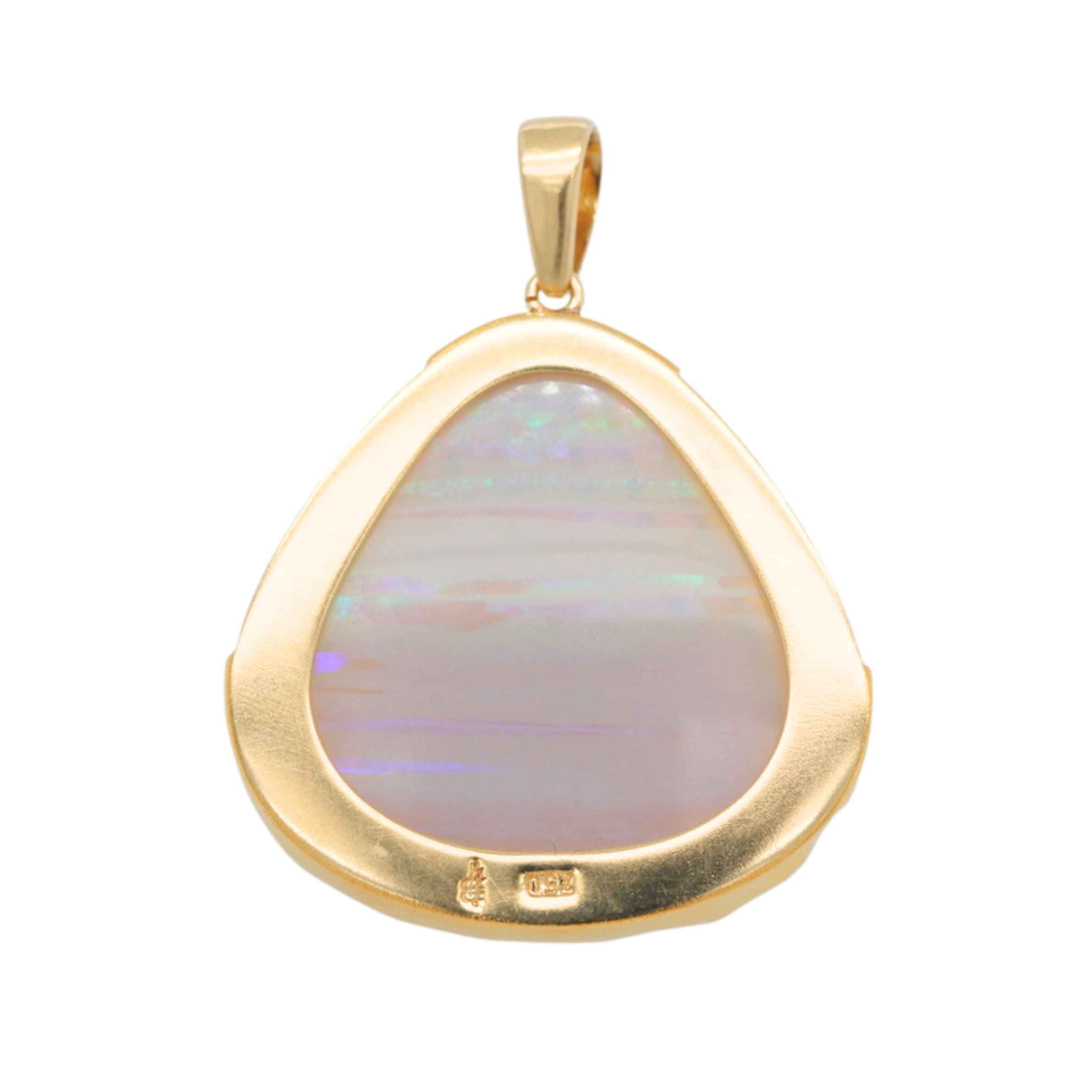 Carved Opal Shell Pendant with 15ct Gold Chain-Charlotte Sayers Antique Jewellery