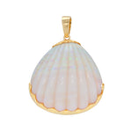 Carved Opal Shell Pendant with 15ct Gold Chain-Charlotte Sayers Antique Jewellery