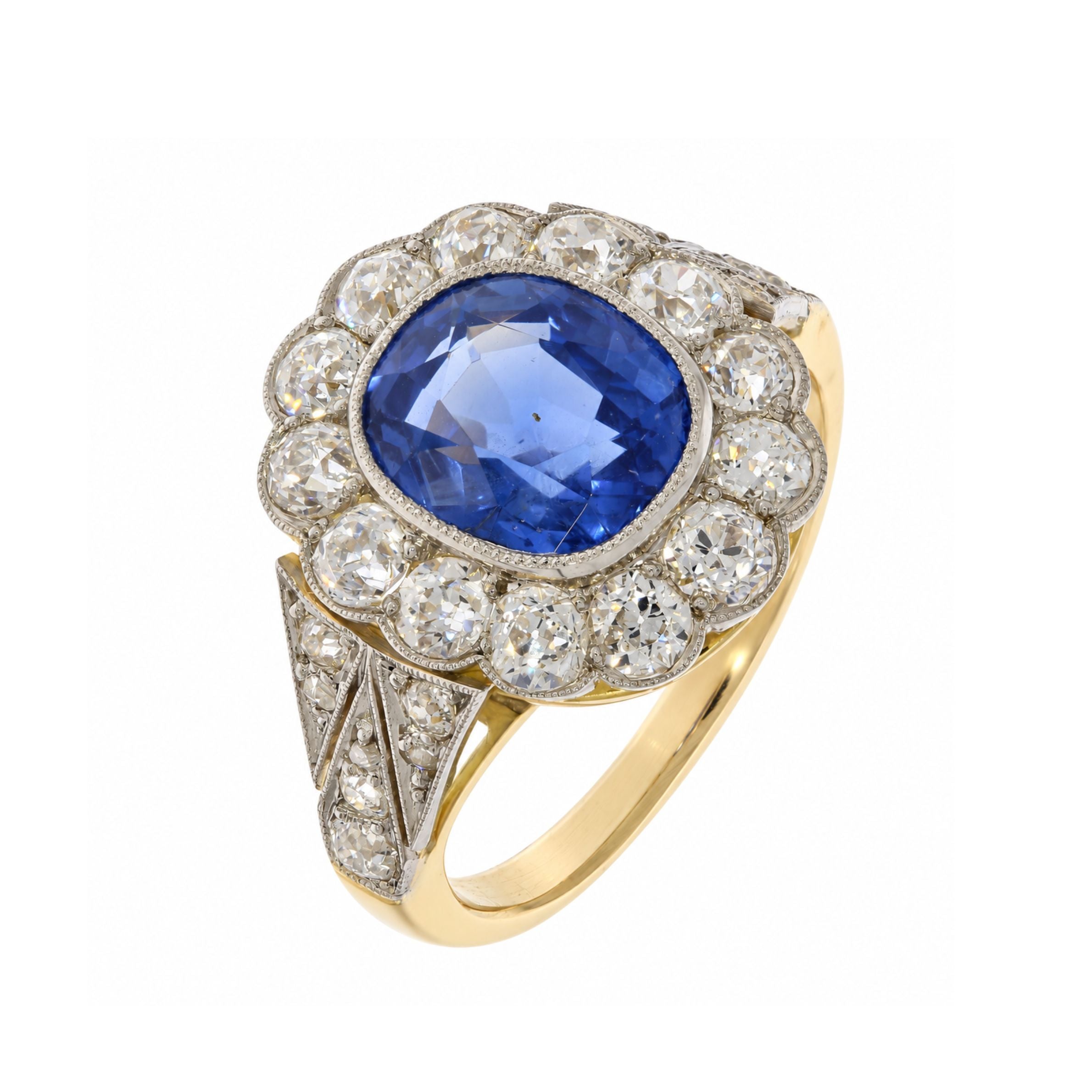Ceylon Sapphire Cluster Ring-Charlotte Sayers Antique Jewellery