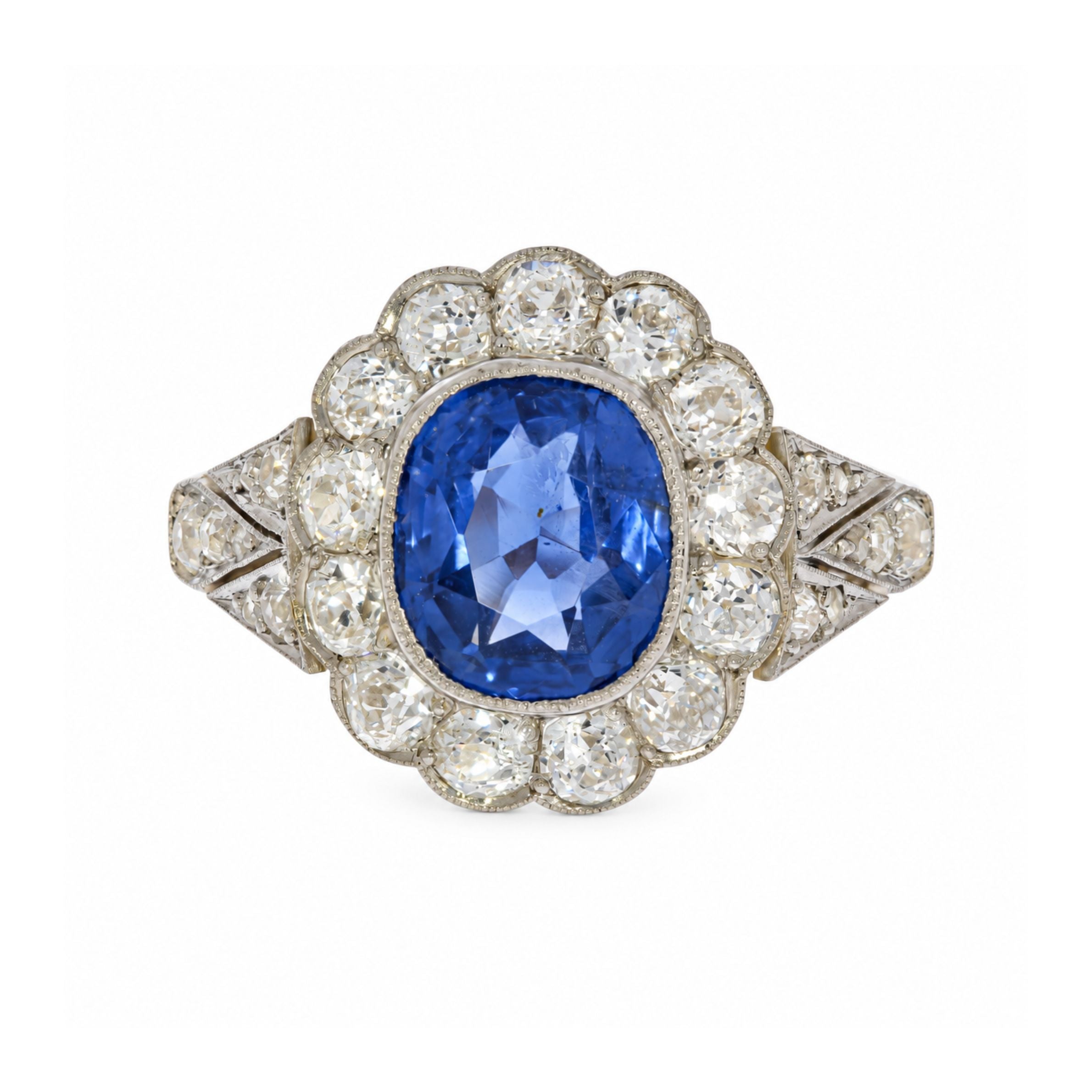 Ceylon Sapphire Cluster Ring-Charlotte Sayers Antique Jewellery