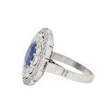 Ceylon Sapphire and Diamond Scalloped Cluster Ring-Charlotte Sayers Antique Jewellery