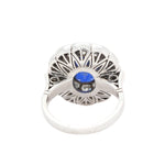 Ceylon Sapphire and Diamond Scalloped Cluster Ring-Charlotte Sayers Antique Jewellery