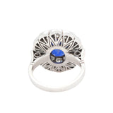 Ceylon Sapphire and Diamond Scalloped Cluster Ring-Charlotte Sayers Antique Jewellery