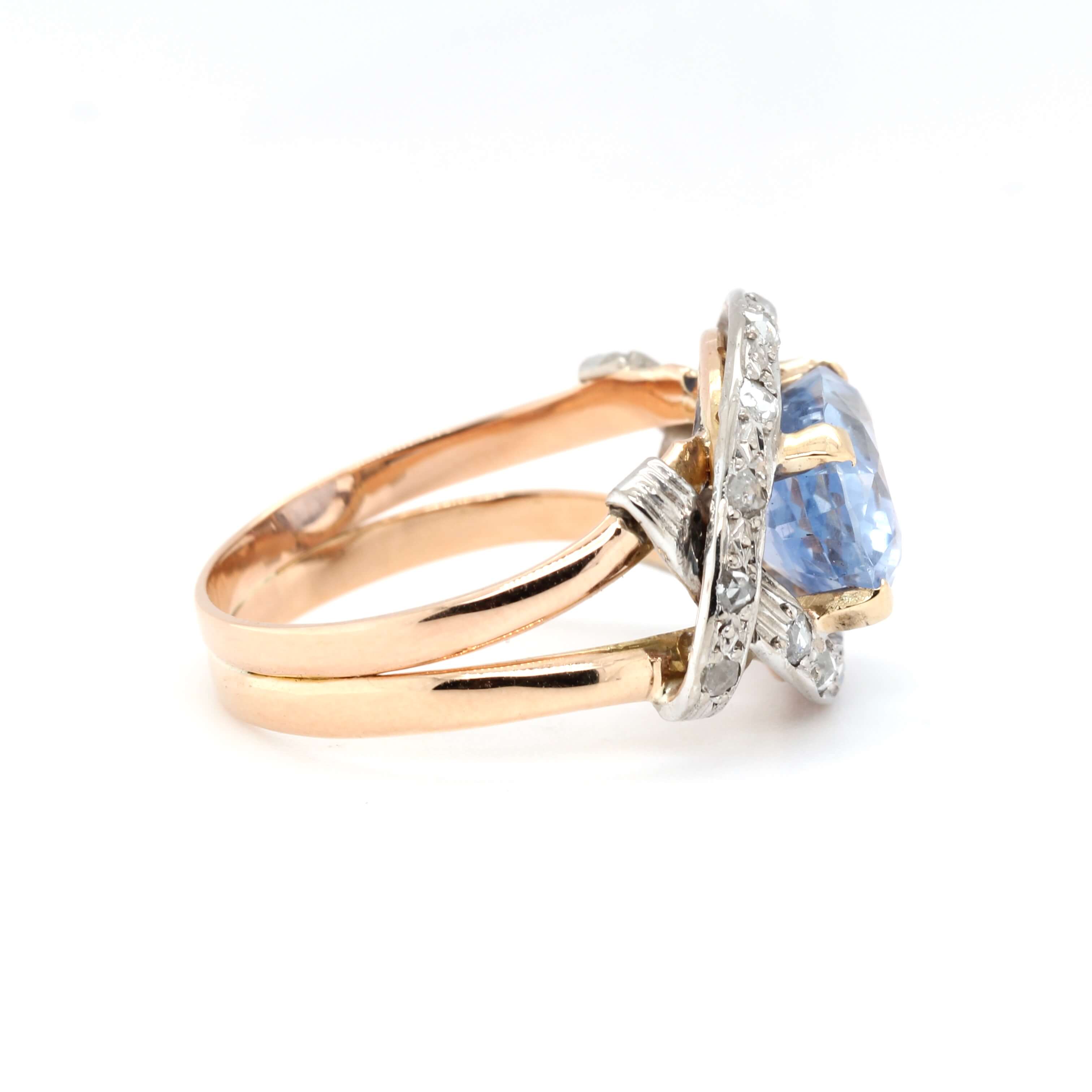 Ceylonese Sapphire and Diamond Ring-Charlotte Sayers Antique Jewellery