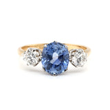 Ceylonese Sapphire and Diamond Ring-Charlotte Sayers Antique Jewellery