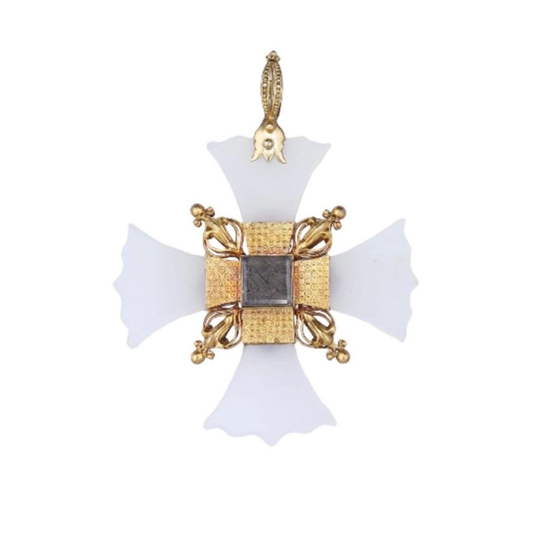 Chalcedony Maltese Cross Pendant-Charlotte Sayers Antique Jewellery