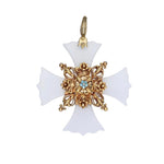 Chalcedony Maltese Cross Pendant-Charlotte Sayers Antique Jewellery