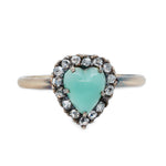 Chalcedony & Rose Cut Diamond Heart Ring-Charlotte Sayers Antique Jewellery