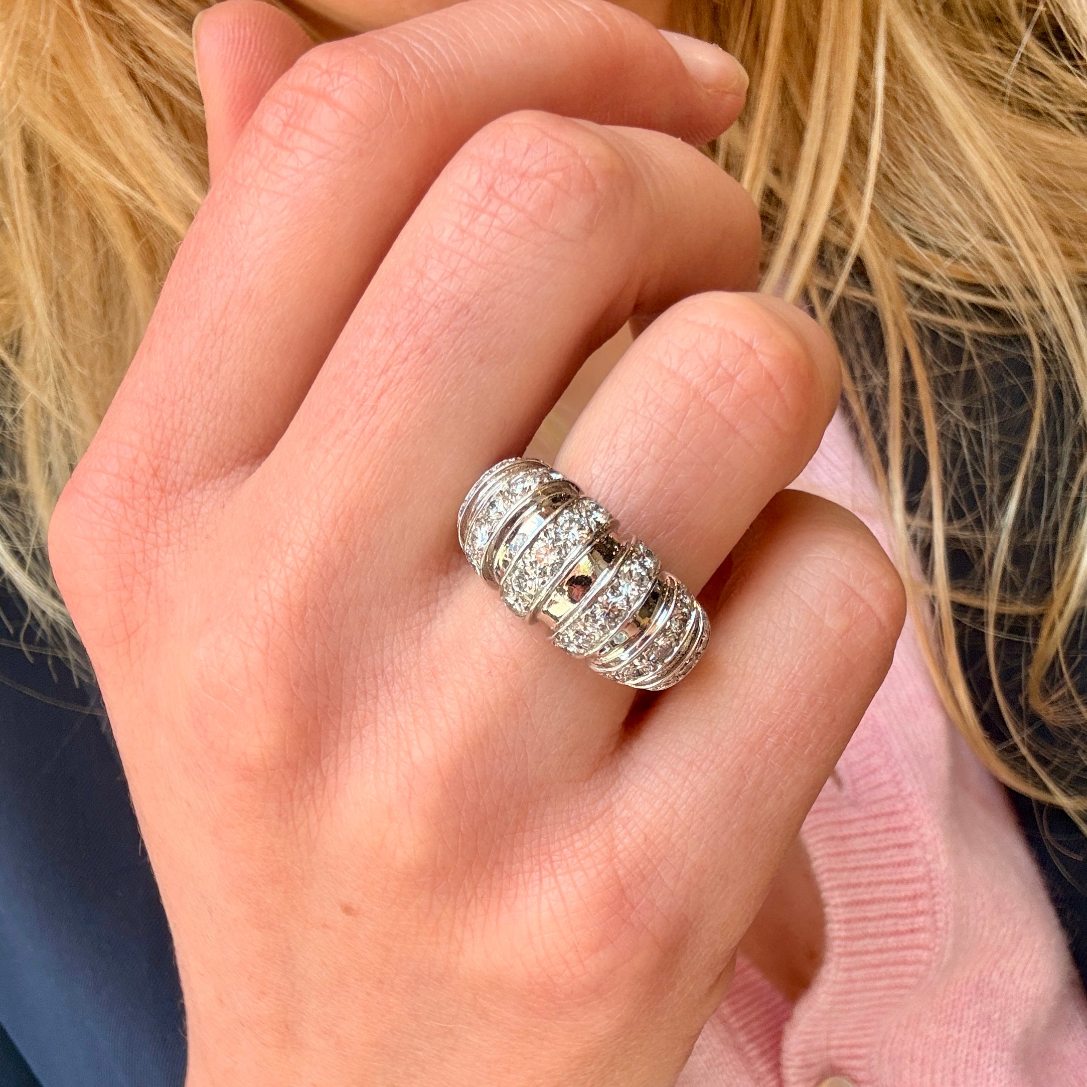 Chaumet Diamond Bombé Ring-Charlotte Sayers Antique Jewellery