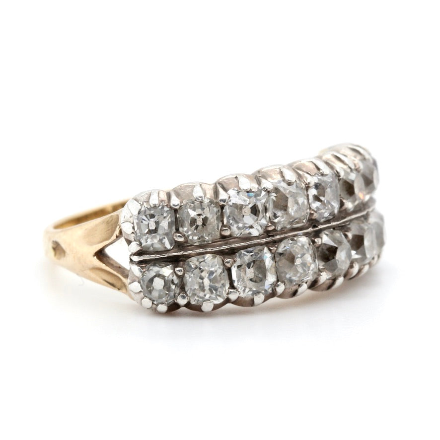 Chubby Victorian Diamond Half Hoop Ring-Charlotte Sayers Antique Jewellery