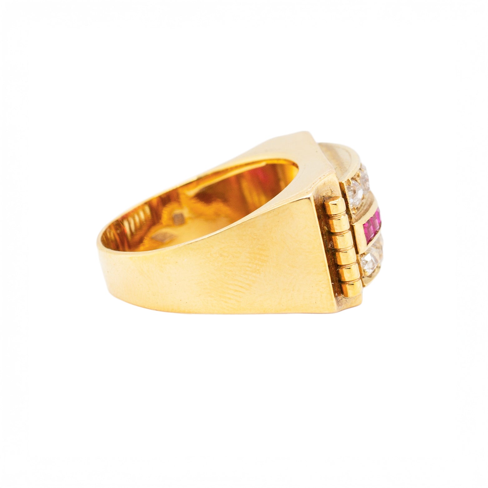 Chunky Ruby and Diamond Ring-Charlotte Sayers Antique Jewellery