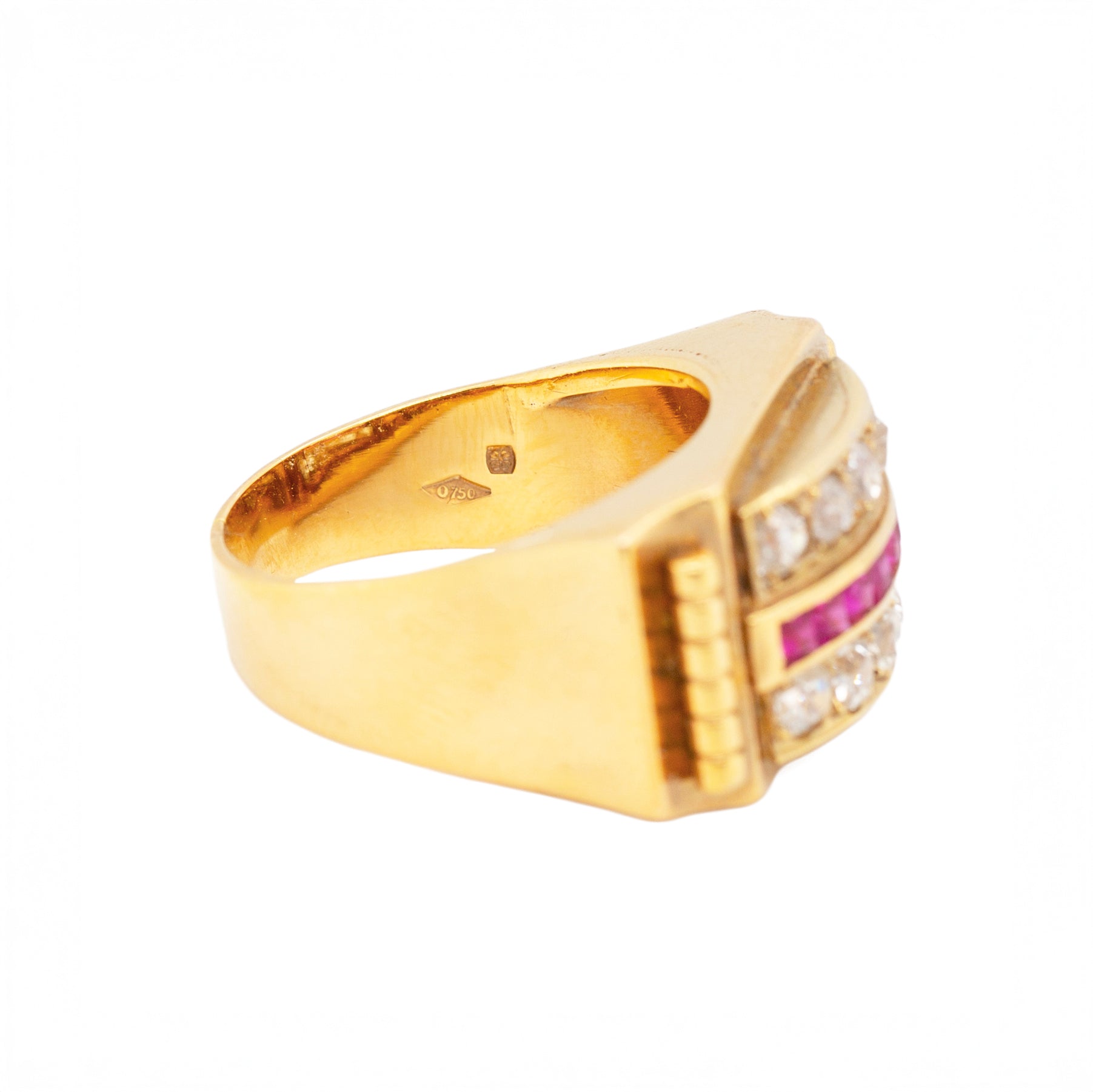 Chunky Ruby and Diamond Ring-Charlotte Sayers Antique Jewellery