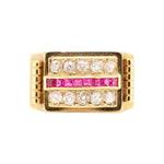 Chunky Ruby and Diamond Ring-Charlotte Sayers Antique Jewellery