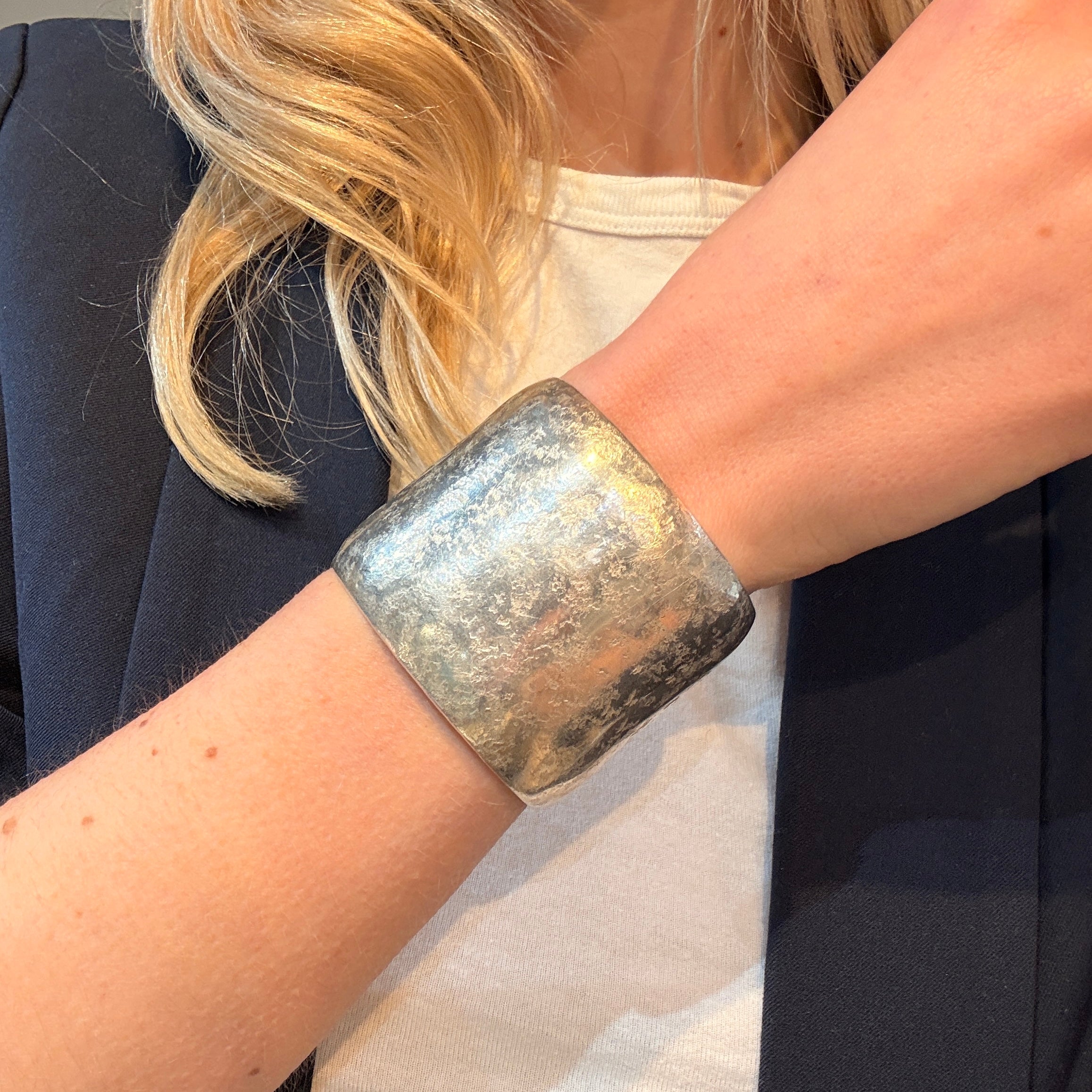 Chunky Silver Bangle-Charlotte Sayers Antique Jewellery