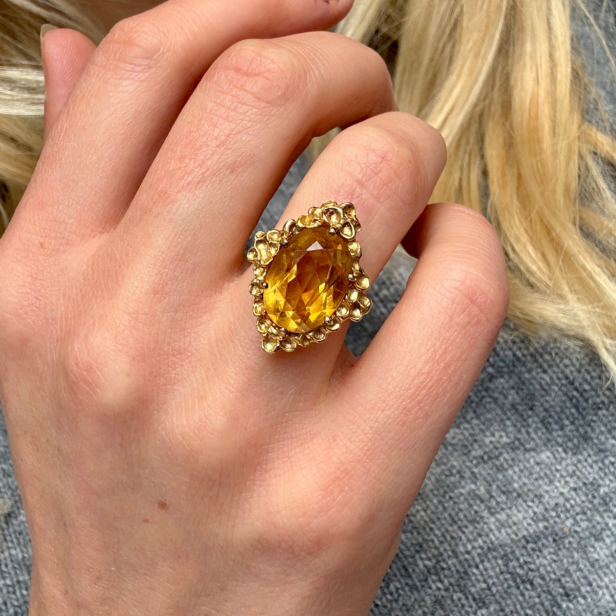 Citrine Cocktail Ring-Charlotte Sayers Antique Jewellery