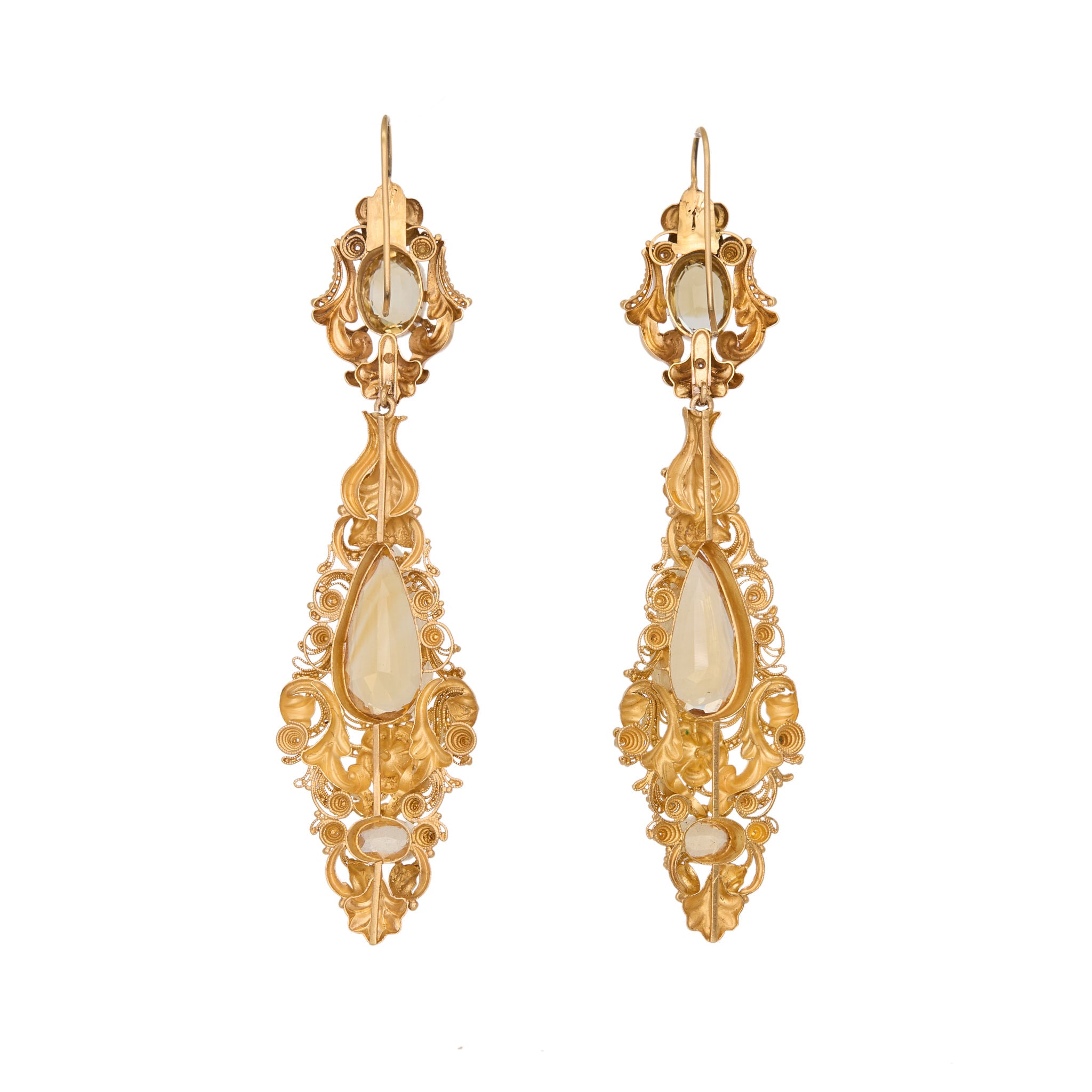 Citrine Drop Earrings-Charlotte Sayers Antique Jewellery