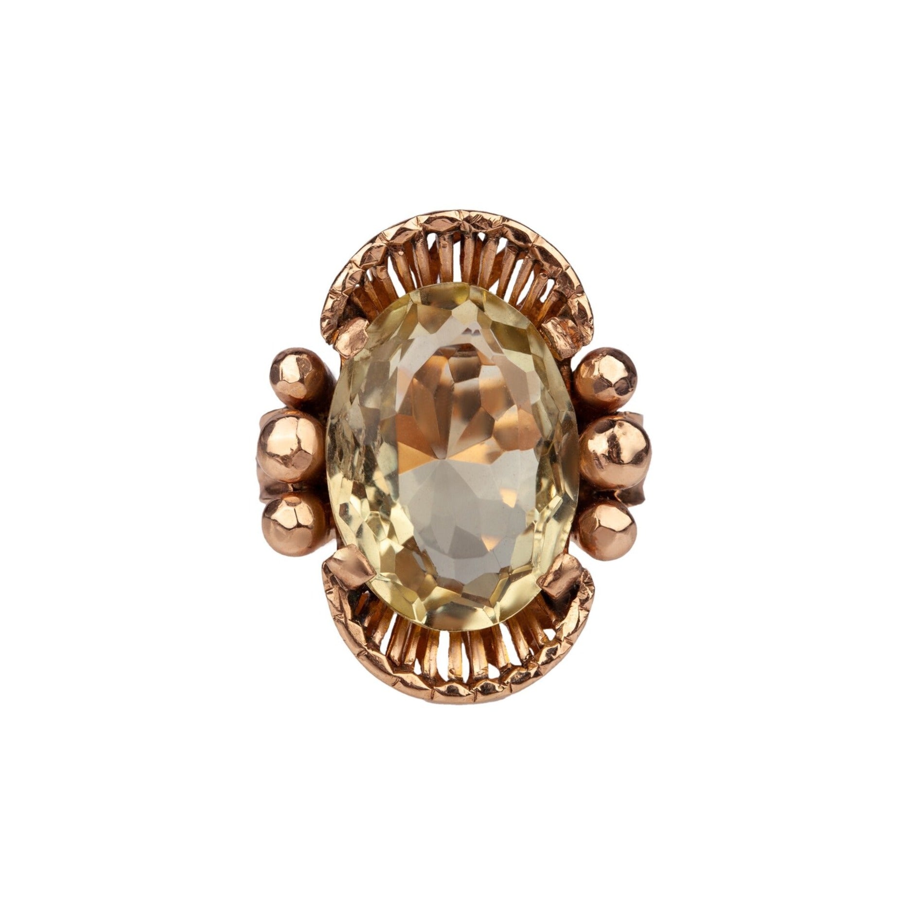 Citrine Gold Cocktail Ring-Charlotte Sayers Antique Jewellery