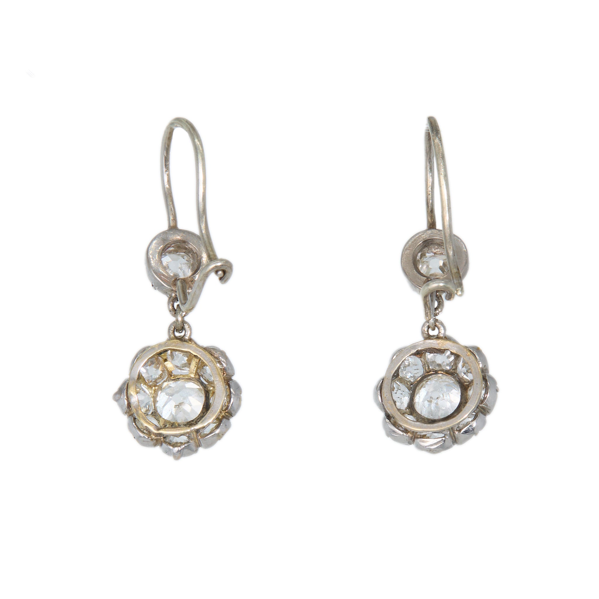Cluster Diamond Drop Earrings-Charlotte Sayers Antique Jewellery