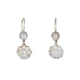 Cluster Diamond Drop Earrings-Charlotte Sayers Antique Jewellery