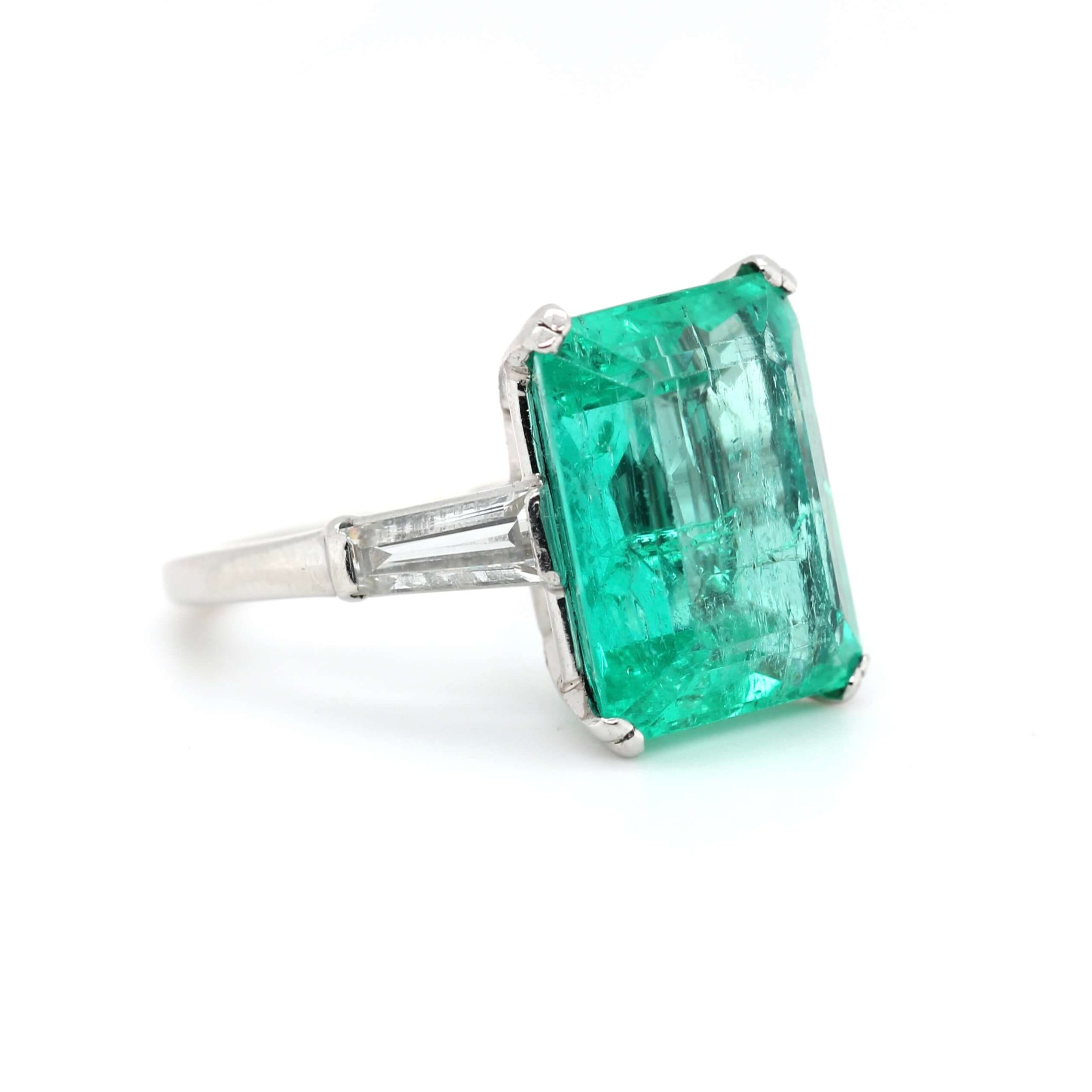 Colombian Emerald Diamond Ring-Charlotte Sayers Antique Jewellery