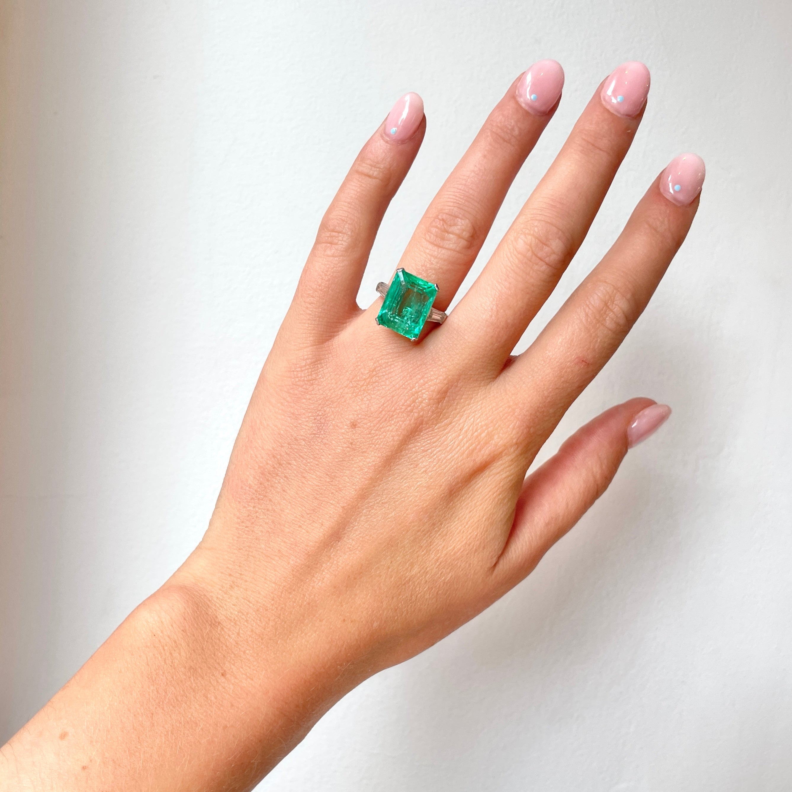 Colombian Emerald Diamond Ring-Charlotte Sayers Antique Jewellery