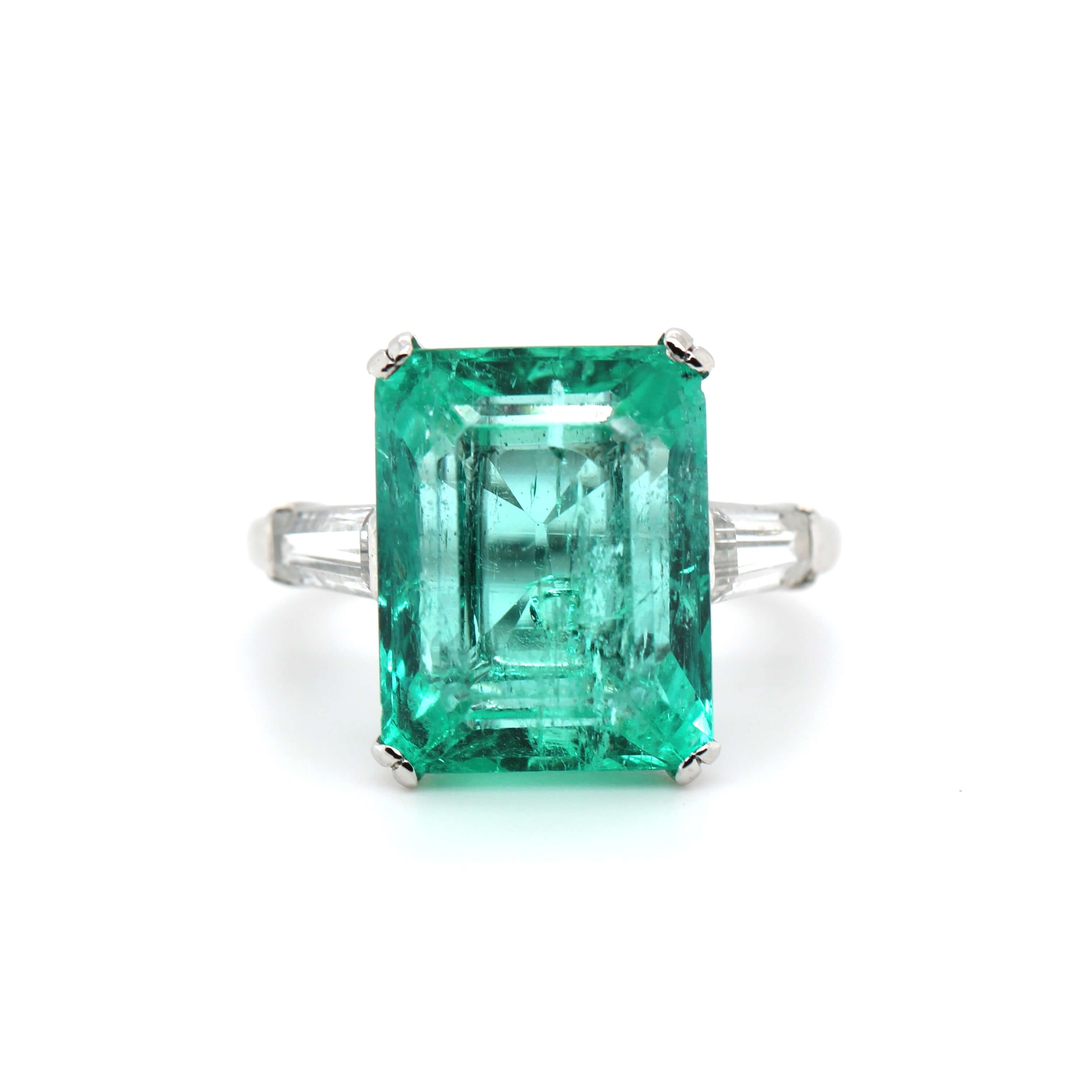 Colombian Emerald Diamond Ring-Charlotte Sayers Antique Jewellery