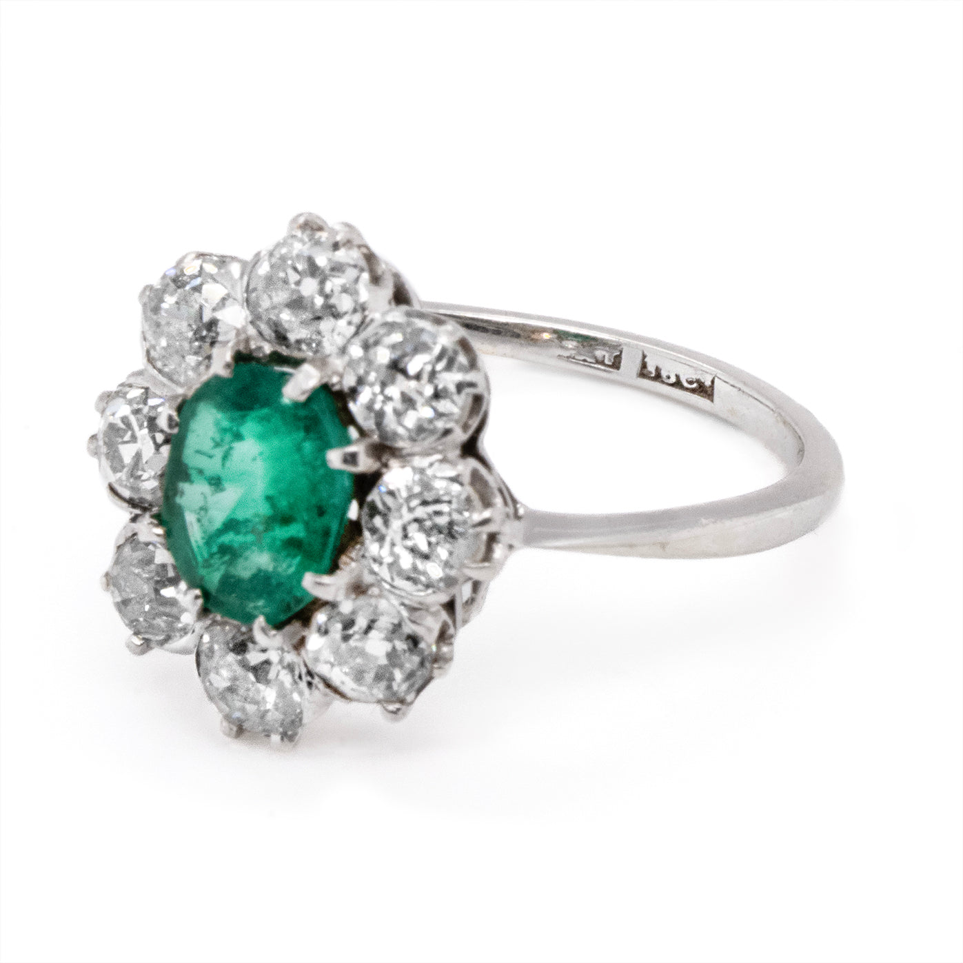 Colombian Emerald and Diamond Cluster Ring-Charlotte Sayers Antique Jewellery