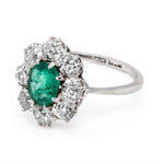 Colombian Emerald and Diamond Cluster Ring-Charlotte Sayers Antique Jewellery