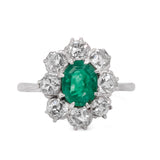 Colombian Emerald and Diamond Cluster Ring-Charlotte Sayers Antique Jewellery