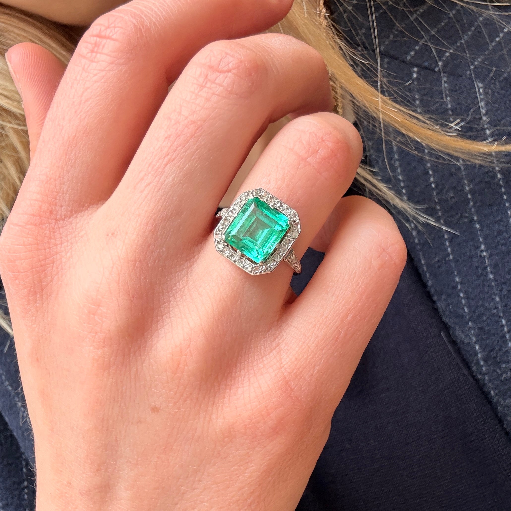 Colombian Emerald and Diamond Ring-Charlotte Sayers Antique Jewellery