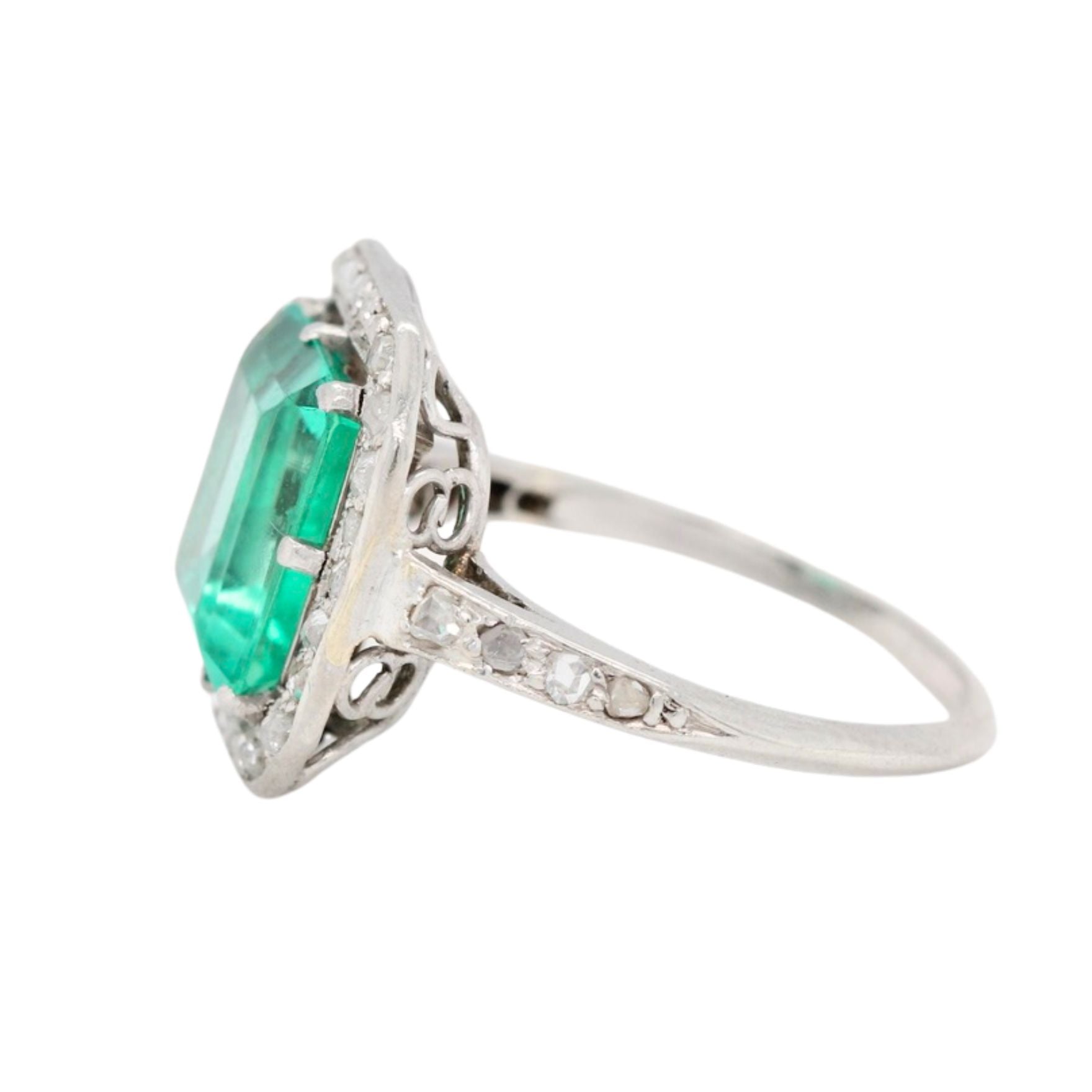 Colombian Emerald and Diamond Ring-Charlotte Sayers Antique Jewellery