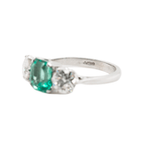 Colombian Emerald and Diamond Three Stone Ring-Charlotte Sayers Antique Jewellery