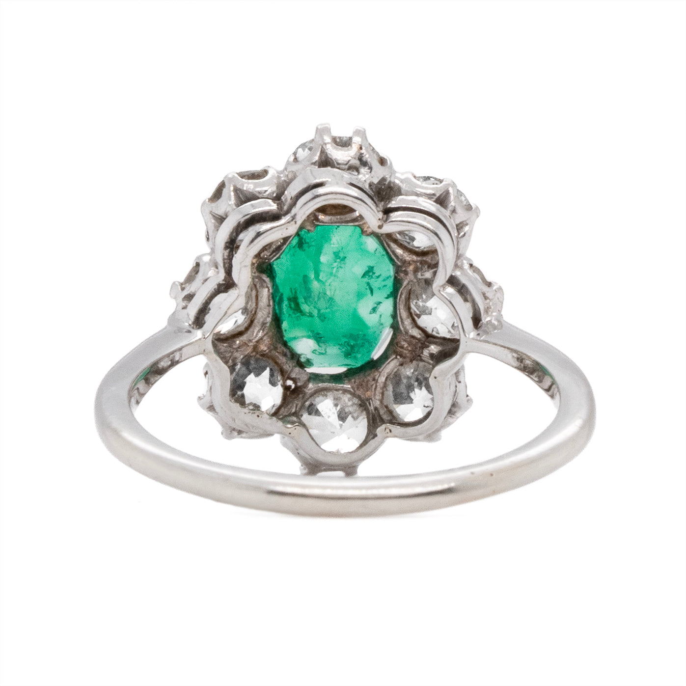 Columbian Emerald and Diamond Cluster Ring-Charlotte Sayers Antique Jewellery