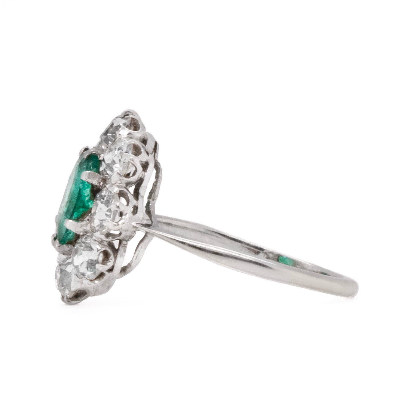 Columbian Emerald and Diamond Cluster Ring-Charlotte Sayers Antique Jewellery