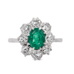 Columbian Emerald and Diamond Cluster Ring-Charlotte Sayers Antique Jewellery