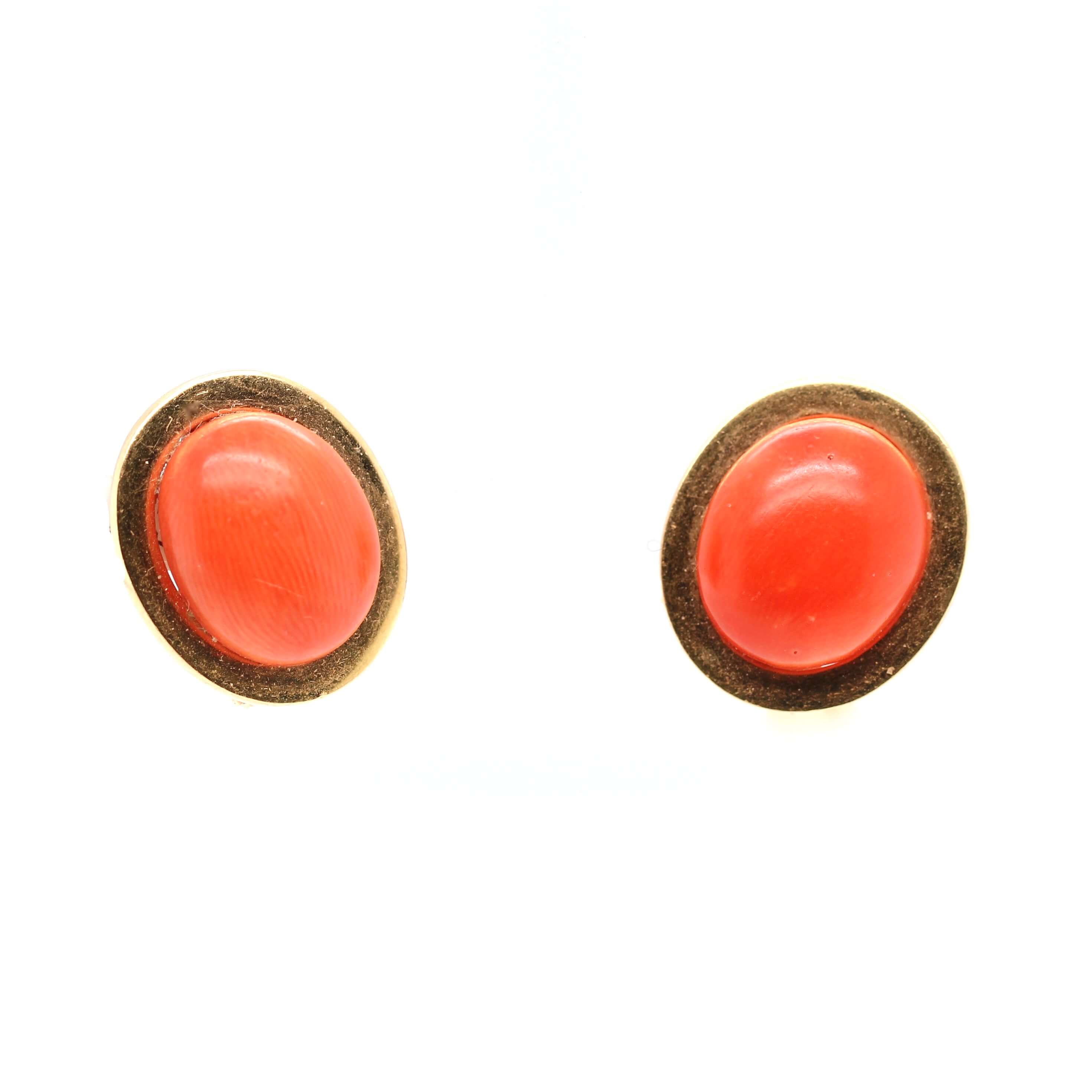 Coral Clip Earrings-Charlotte Sayers Antique Jewellery