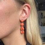 Coral Drop Earrings-Charlotte Sayers Antique Jewellery
