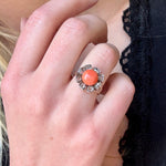 Coral and Diamond Flower Ring-Charlotte Sayers Antique Jewellery