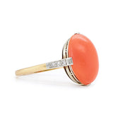 Coral and Diamond Ring-Charlotte Sayers Antique Jewellery