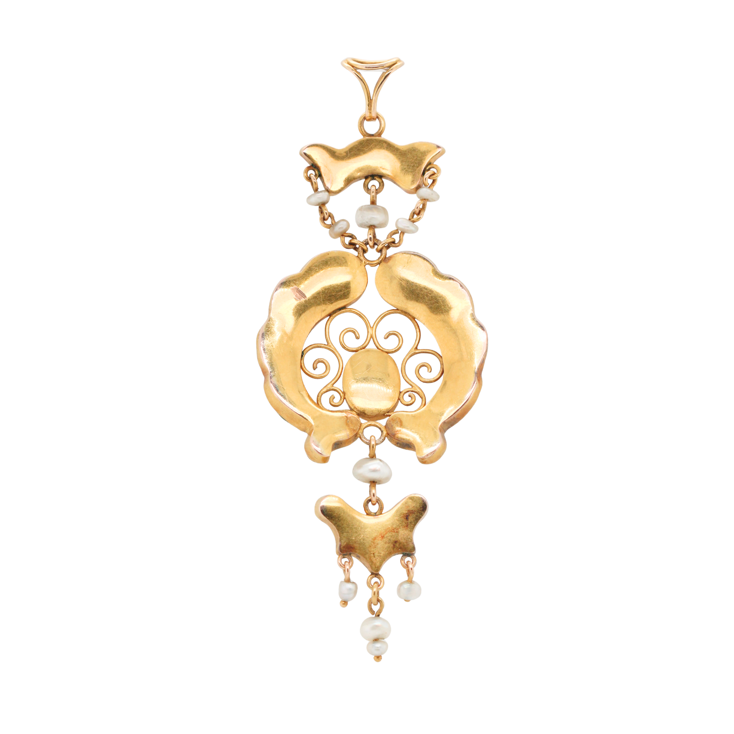 Cromer Watt Enamel Opal and Pearl Pendant-Charlotte Sayers Antique Jewellery