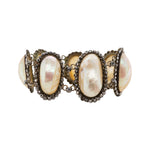 Cut Steel Mother of Pearl Bracelet-Charlotte Sayers Antique Jewellery